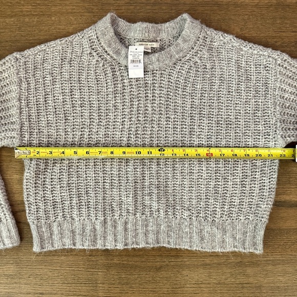 NEW American Eagle Cropped Gray Sweater-Acrylic/Nylon-Size XS-Super Cozy! - Picture 7 of 7